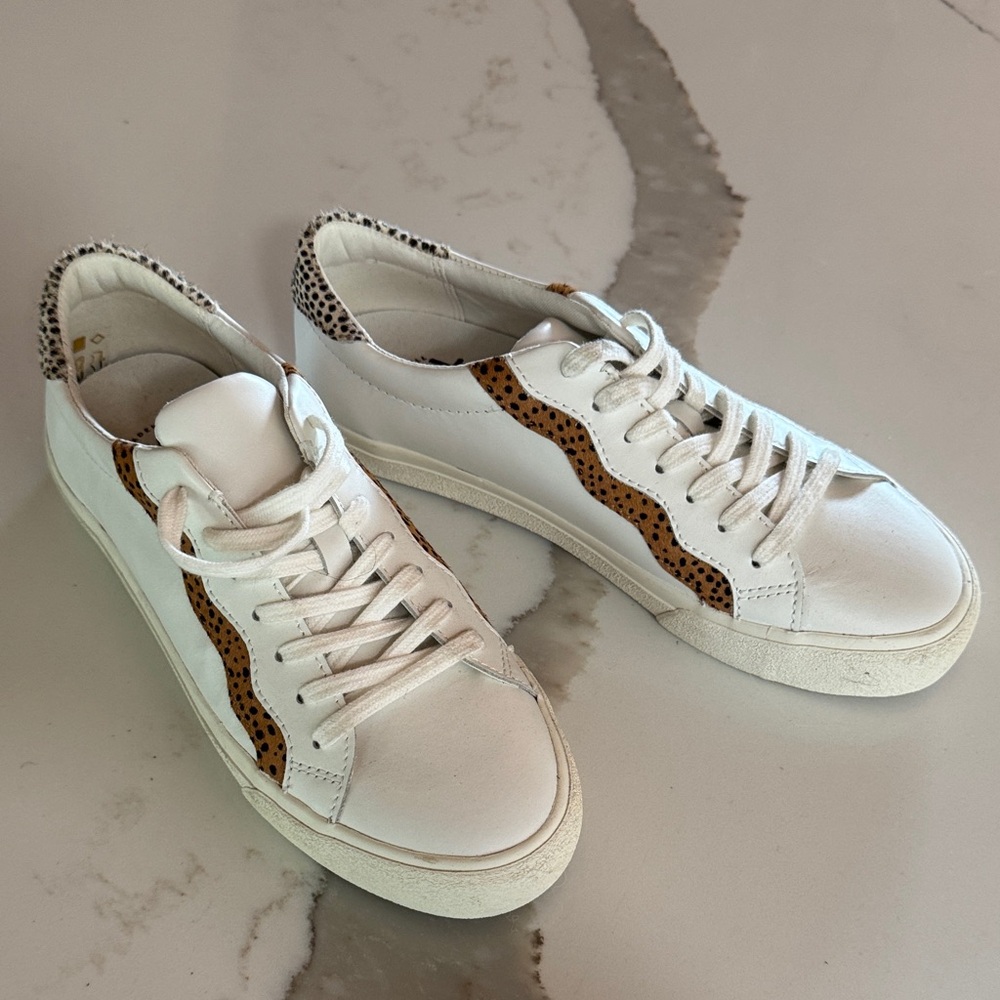 MADEWELL Women's White and Tan Sneakers sz 9